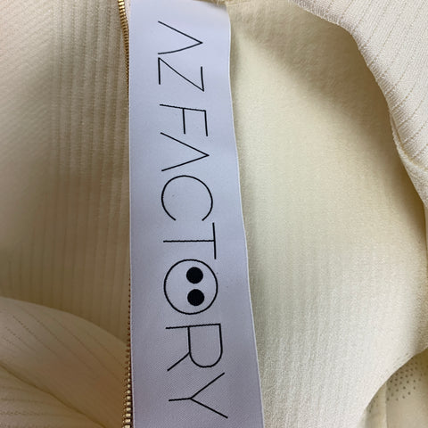 AZ FACTORY Size S Cream Viscose Ribbed Short Sleeve Dress