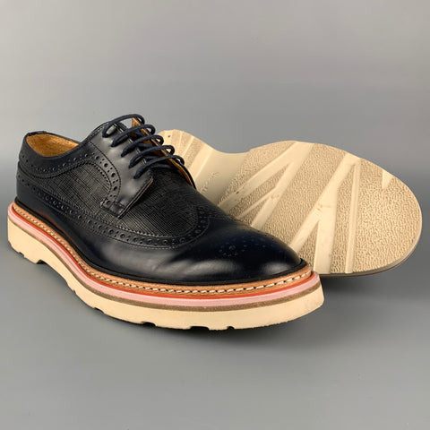 PAUL SMITH Zapatos con cordones y punta de ala de cuero perforado negro Talla 7