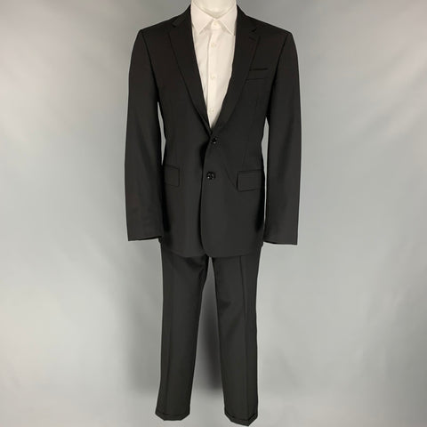 BURBERRY LONDON Size 40 Black Virgin Wool Single Breasted Suit