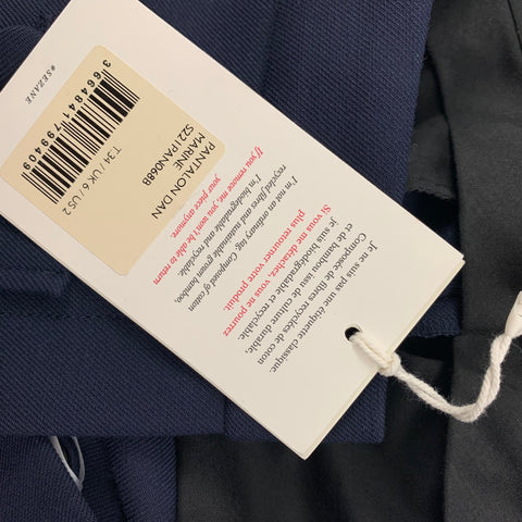 SEZANE Size 2 Navy Polyester Blend High Waisted Dress Pants