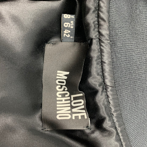 LOVE MOSCHINO Size 6 Black & Silver Star Print Polyester Bomber Jacket