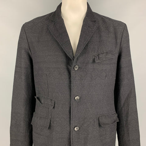 ENGINEERED GARMENTS Size XL Charcoal Textured Cotton / Wool Notch Lapel Jacket