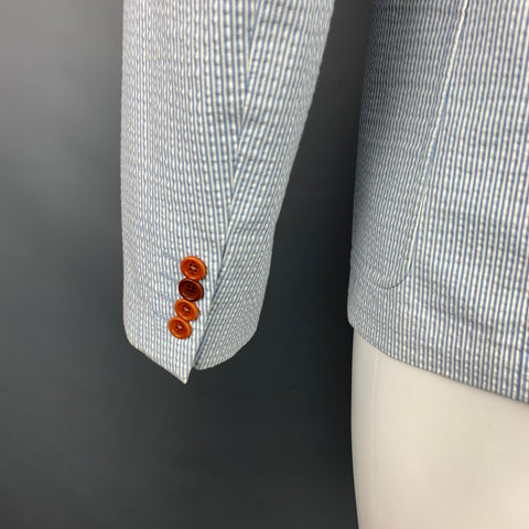 PS by PAUL SMITH Size 36 Light Blue & White Seersucker Sport Coat
