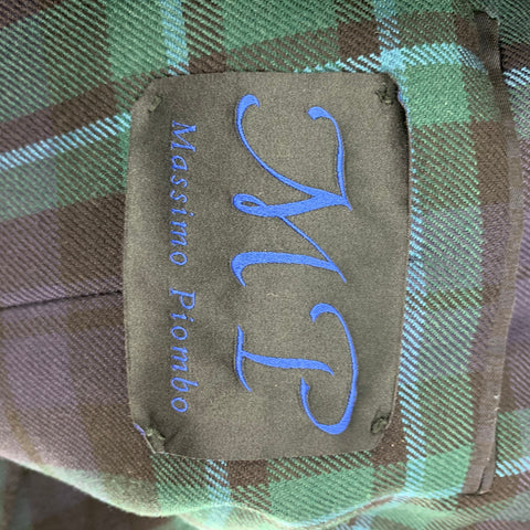 MASSIMO PIOMBO Size 36 Green Navy Plaid Virgin Wool Alpaca Sport Coat