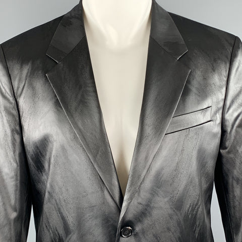 JUST CAVALLI Taille 40 Manteau de sport à revers cranté à imprimé animal métallisé