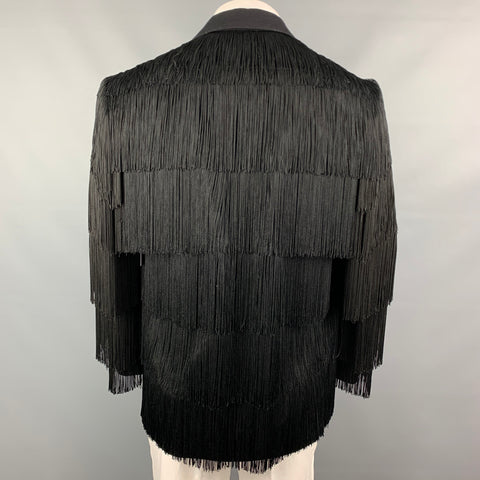 CHEAP and CHIC by MOSCHINO Size 40 Black Fringe Wool Notch Lapel Sport Coat