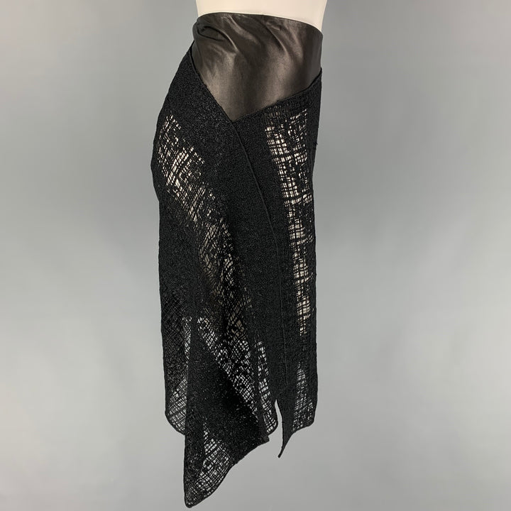 REED KRAKOFF Size S Black Mixed Fabrics See Through Asymmetrical Skirt
