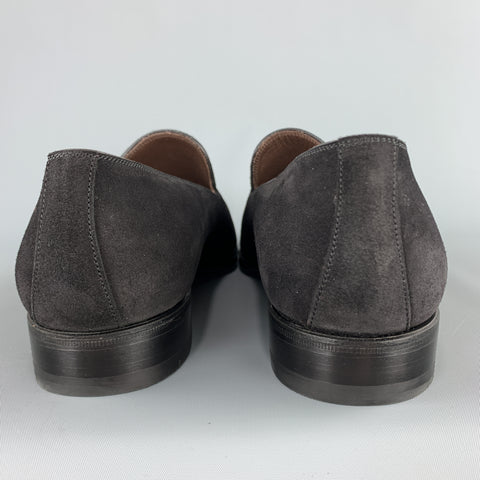CARMINA Size 10.5 Black Suede Slip On Dress Loafers