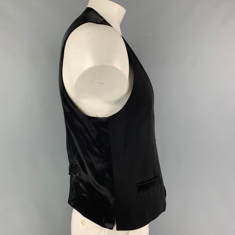 DOLCE & GABBANA Size 42 Black Wool Silk Tuxedo Vest