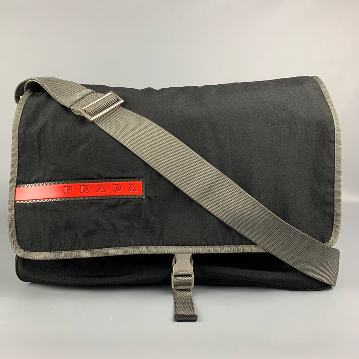 PRADA Black & Grey Polyamide Tessuto Messenger Bag