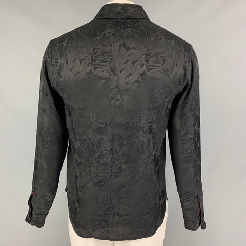 RtA Size M Black Jacquard Acetate Blend Button Up Long Sleeve Shirt