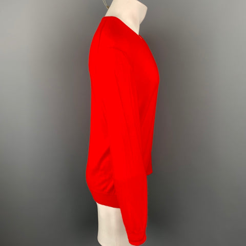 ERMENEGILDO ZEGNA Size M Red Cashmere V-Neck Pullover Sweater
