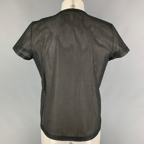 CALVIN KLEIN COLLECTION Size M Black Laser Cut Crew-Neck T-shirt