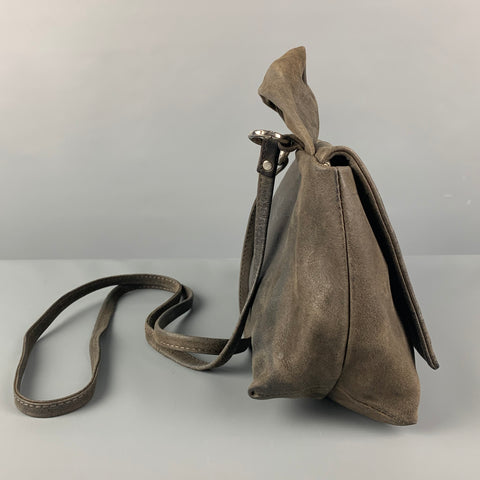 DANIELLA LEHAVI Grey Distressed Leather Cross Body Handbag