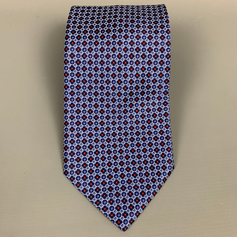 BRIONI Light Blue & Navy Dot Print Silk Tie