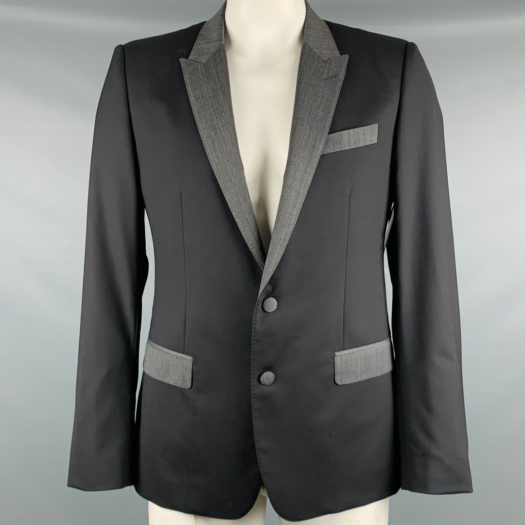 DOLCE &amp; GABBANA Taille 42 Manteau de sport en mélange de laine gris noir