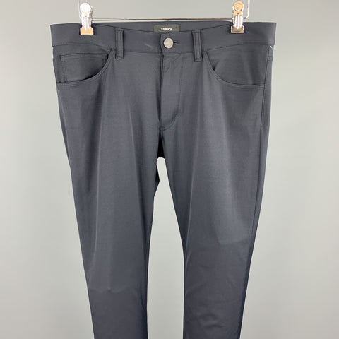 THEORY Size 30 Navy Polyamide Zip Fly Casual Pants