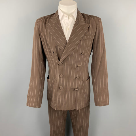 Vintage JEAN PAUL GAULTIER Size M Brown Stripe Cotton Double Breasted Suit