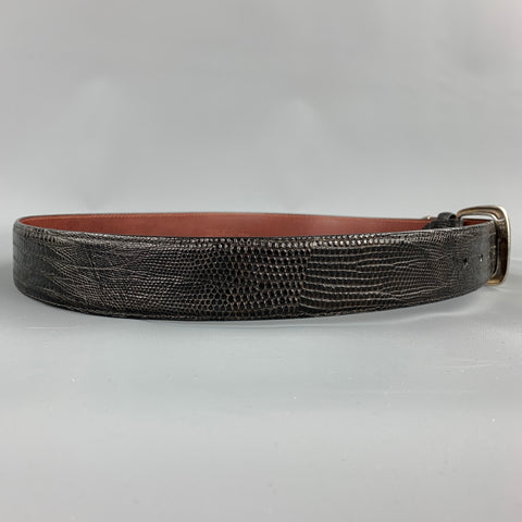 RALPH LAUREN Size 32 Black Textured Lizard Belt