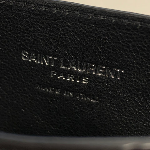 SAINT LAURENT Porte-cartes à clip en cuir embossé noir