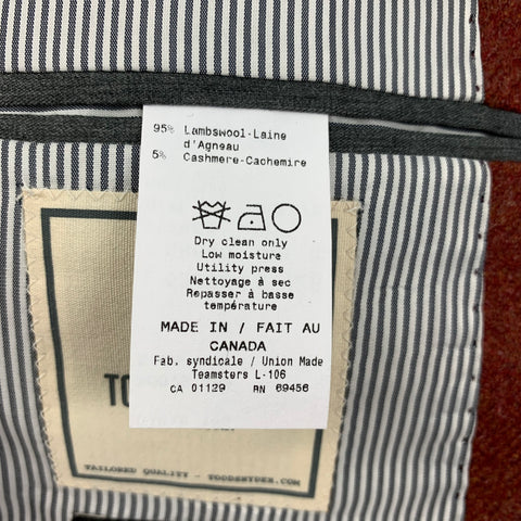 TODD SNYDER Size 42 Regular Burgundy Heather Wool Cashmere Sport Coat