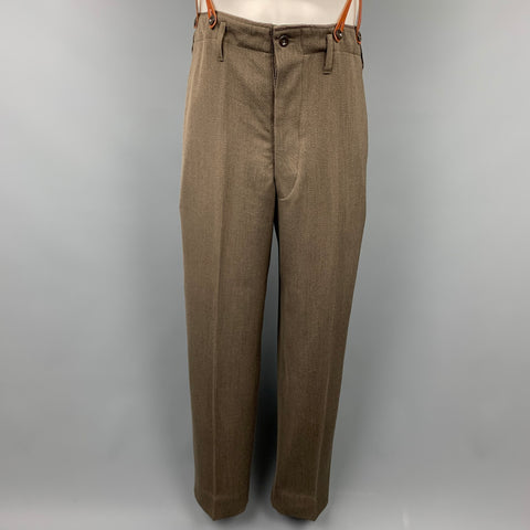 PAUL SMITH Size 34 Olive Wool / Viscose Blend Dress Pants