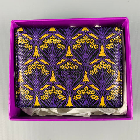 LIBERTY OF LONDON Purple Yellow Abstract Floral Leather Wallet