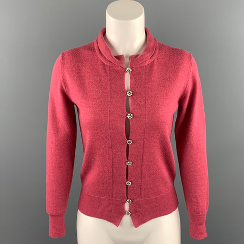 KULSON Cardigan en cachemire tricoté framboise taille S