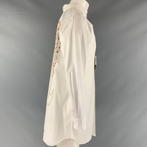COMME des GARCONS HOMME PLUS Size M White Red Graphic Beaded Long Sleeve Shirt