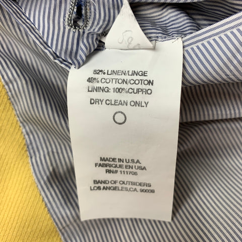 BAND OF OUTSIDERS Size 40 Yellow Linen / Cotton Notch Lapel Suit
