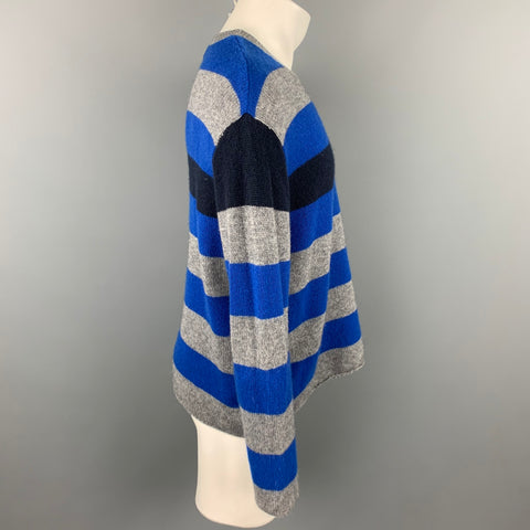 MARNI for H&M Size S Blue & Grey Stripe Cashmere Crew-Neck Sweater