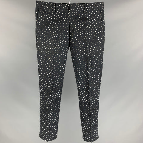 PAUL SMITH Size 32 Black & White Star Print Cotton Zip Fly Dress Pants