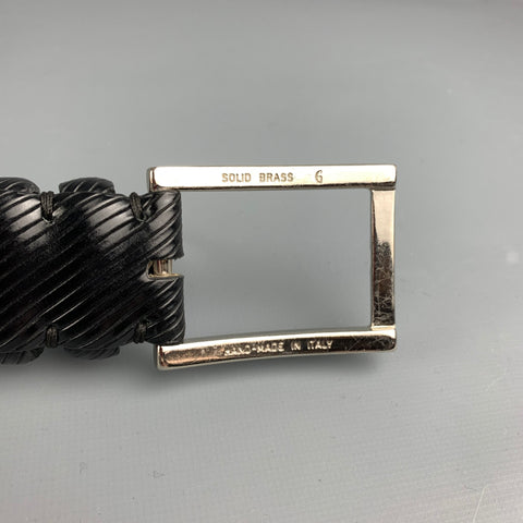 BILL LAVIN Soft Collection Size 34 Black Diagonal Stripe Leather Belt
