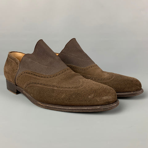 STEIGER Size 7.5 Brown Mixed Fabrics Suede Wingtip Loafers