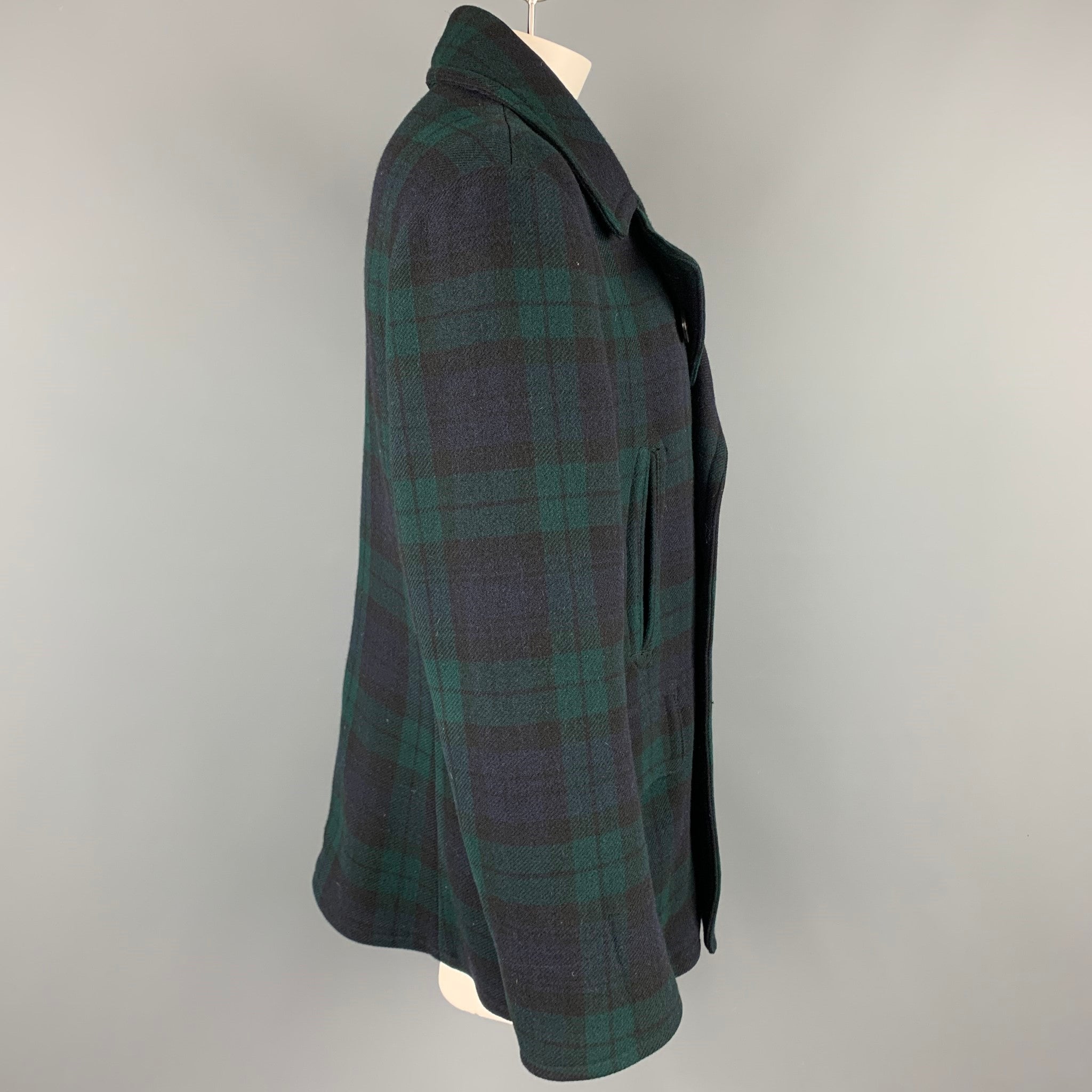 POLO by RALPH LAUREN Size XL Blackwatch Plaid Wool Double Breasted