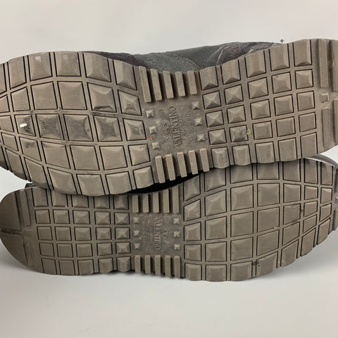 VALENTINO Taille 10 Baskets Rockrunner en cuir camouflage noir argenté