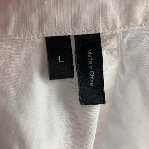 THEORY Size L White Cotton Long Sleeve Shirt