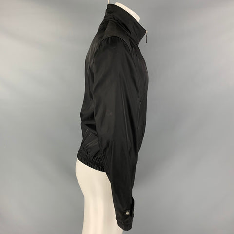 PRADA Chest Size 40 Size 40 Black Nylon Bomber Jacket