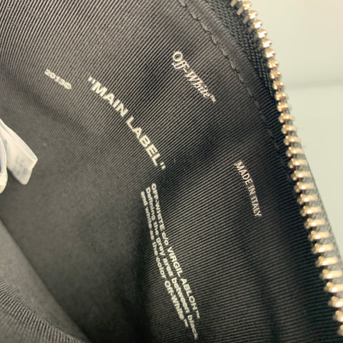 OFF-WHITE by Virgin Abloh Black White Leather "FOR DISPLAY ONLY" Double Pouch
