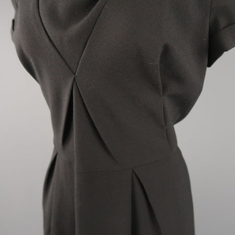 BOTTEGA VENETA Size 8 Black Virgin Wool Collared Origami Shift Dress