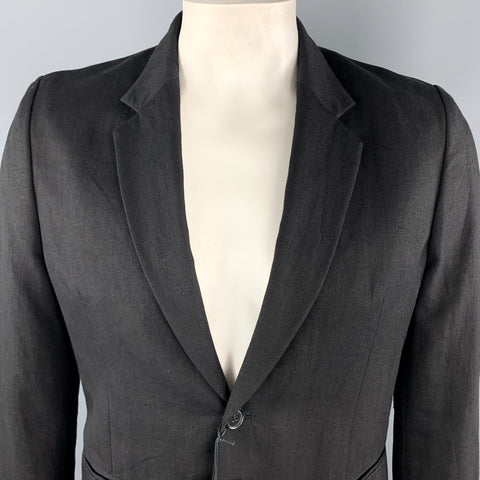 PAUL SMITH Size L Black Linen / Wool Notch Lapel Sport Coat