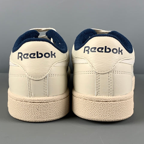 REEBOK Size 10.5 Off White Leather Lace Up Sneakers