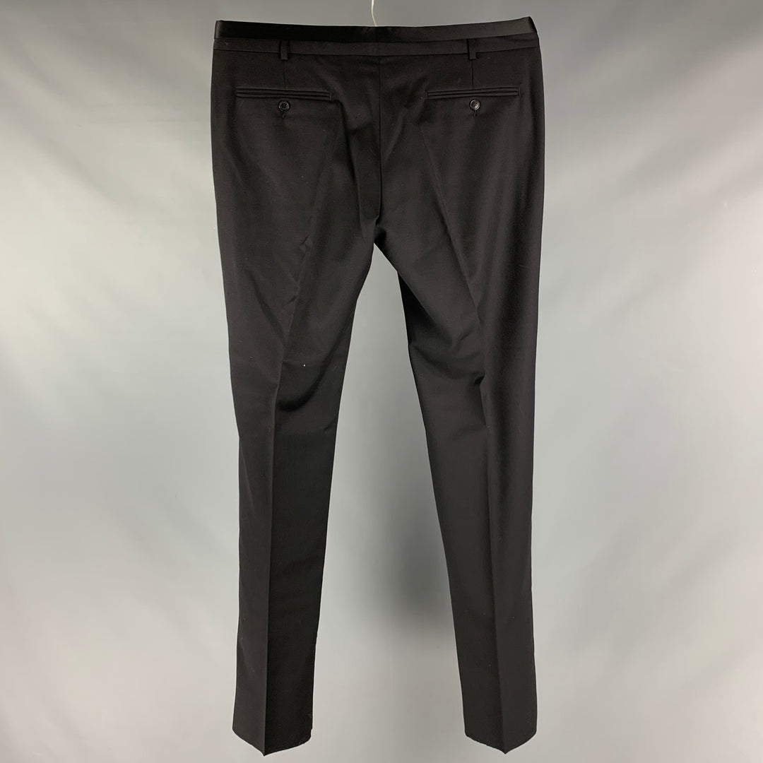 VIKTOR & ROLF Size 38 Black Solid Wool Tuxedo Dress Pants