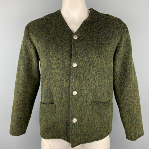 TESSUTI Size L Olive Textured Buttoned Cardigan
