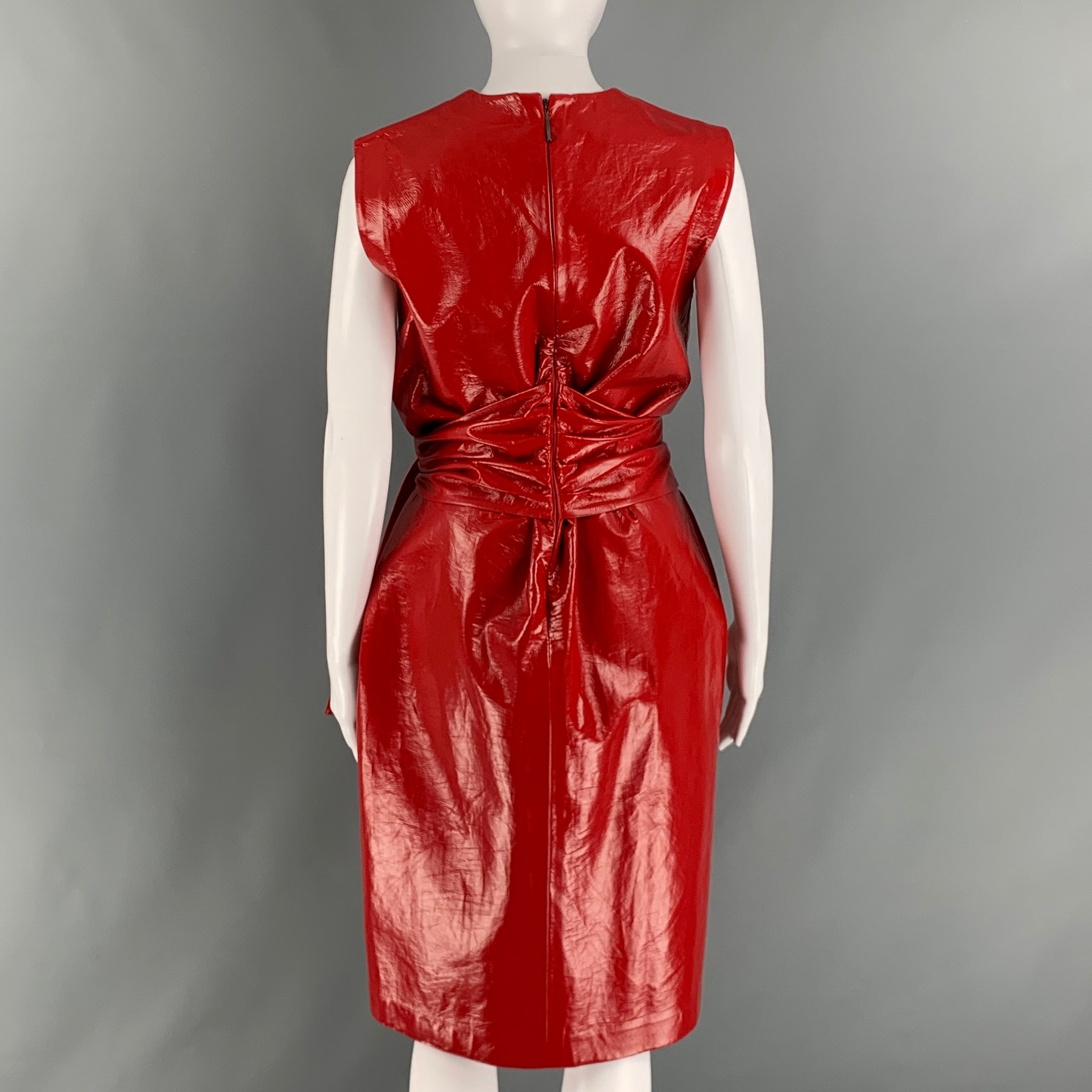 MSGM half zip jersey mini dress - Red