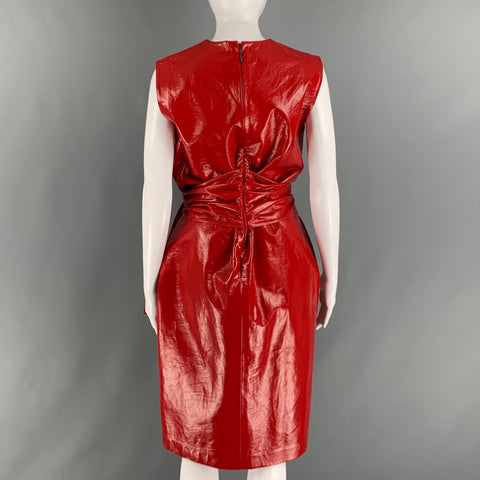 MSGM Size 4 Red Cotton Polyurethane Solid Shift Dress