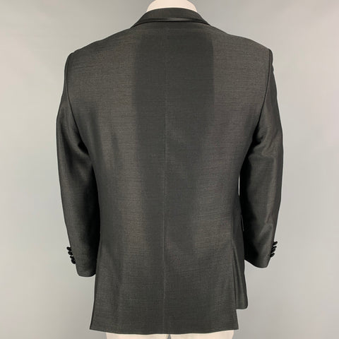 SAND Size 42 Black Woven Wool Silk Notch Lapel Sport Coat