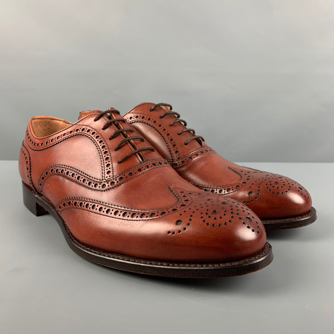 JOSEPH CHEANEY Size 10.5 Brown Perforated Leather Wingtip Lace Up Shoes JOSEPH CHEANEY Size 10.5 Brown Perforated Leather Wingtip Lace Up Shoes
