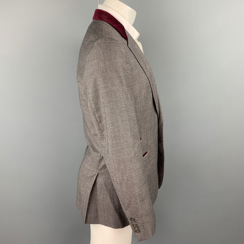 PAUL SMITH The Byard Size 40 Grey Houndstooth Virgin Wool Notch Lapel Sport Coat