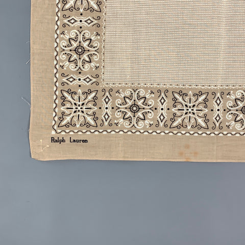 RALPH LAUREN Khaki White Print Pocket Square
